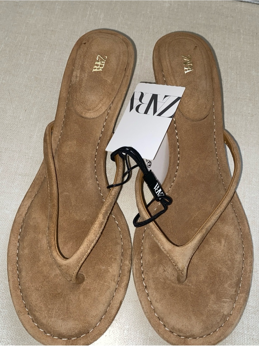 Zara Kitty Heels Sandals Euro 40 US 9 Tan Light Brown Leather NWT - Picture 8 of 16